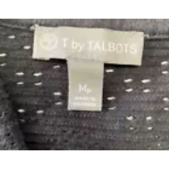 T by Talbots Women's Cardigan Open Front Black Eyelet Size Petite Med - Picture 7 of 9